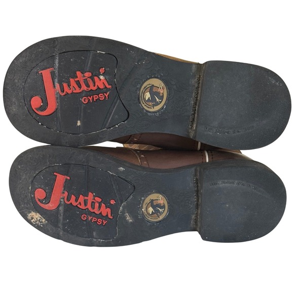 Justin Gypsy L9909 Brown Leather Western Boots Women's Sz 11B Round Toe 9" Shaft - Picture 5 of 11